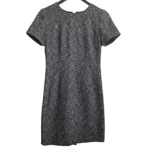 Talbots Women Dress 4P‎ Black Tweed Crew Neck Back Zip Career Business Classic